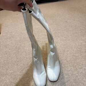White Barn Chic Ivory Heeled Boots